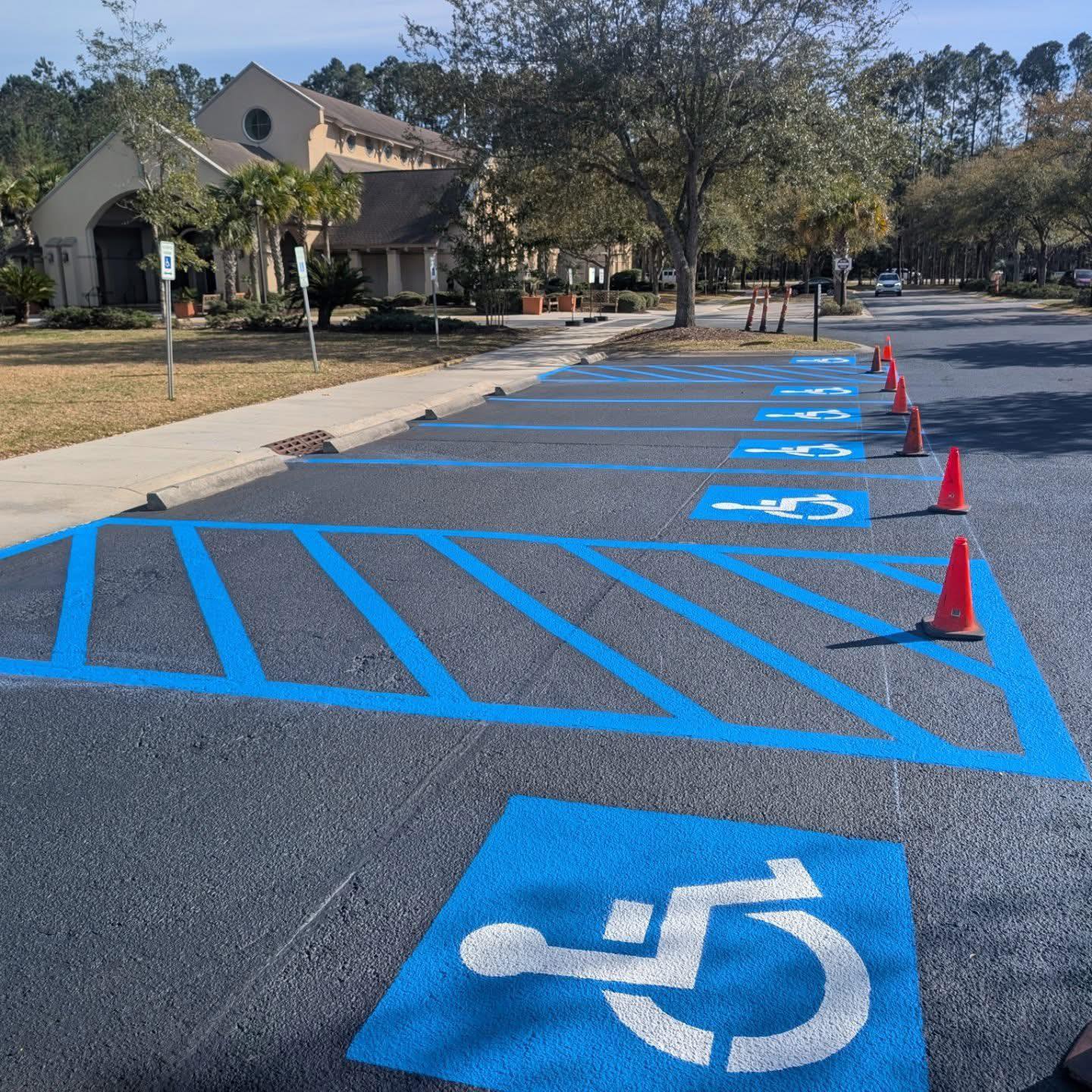 Fresh line painting on Calgary parking lot by Hudson's Asphalt Services